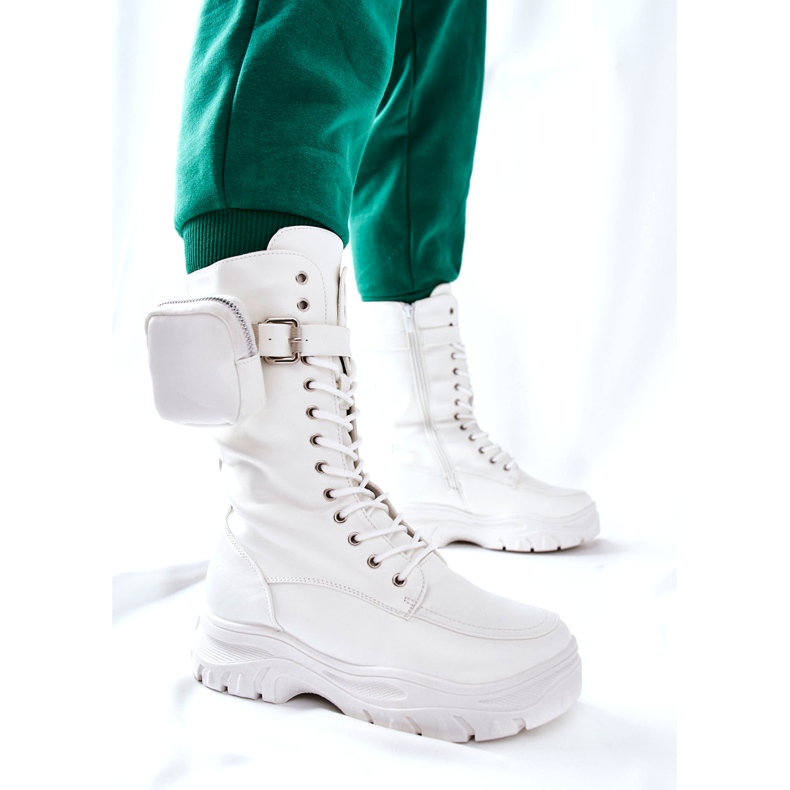 White Issanti Platform Boots With Kidney 2