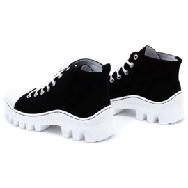 Polbut Leather women's ankle boots D1 black pearl white 4