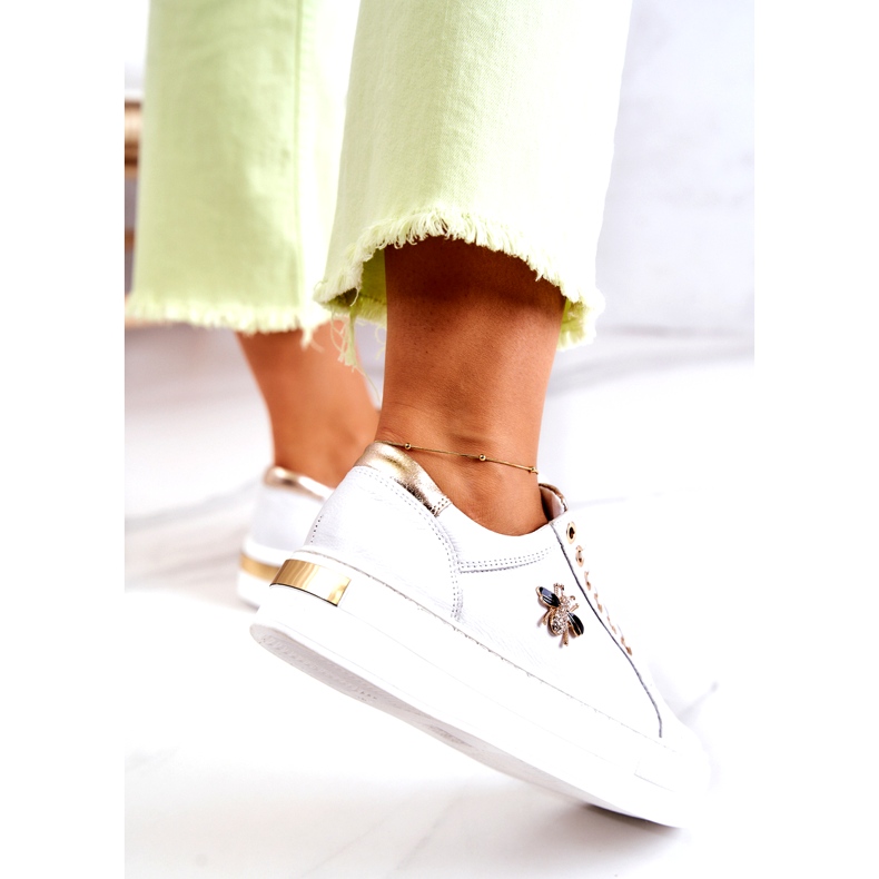 Women's leather sports shoes on the Filipczyk platform with white zircons 4 Women's leather sports shoes on the Filipczyk platform with white zircons 4