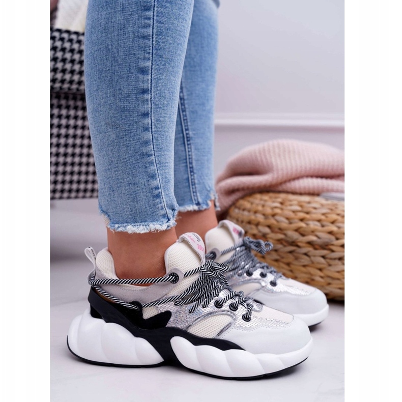 Women's Sport Shoes Big Star by Daniel Lopez White FF274A546 black silver 2