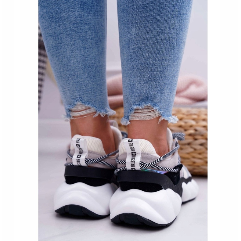 Women's Sport Shoes Big Star by Daniel Lopez White FF274A546 black silver 3