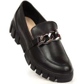 Women's loafers on a platform with a chain black Sergio Leone 1