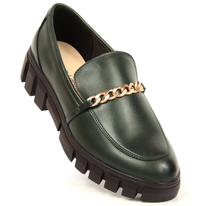 Women's platform loafers with a green Sergio Leone chain 1