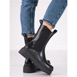 High Chelsea boots for women on a thick Shelovet platform black 1