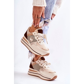 FB2 Fashionable Women's Sport Shoes On A Wedge Beige-Brown Aronne 2