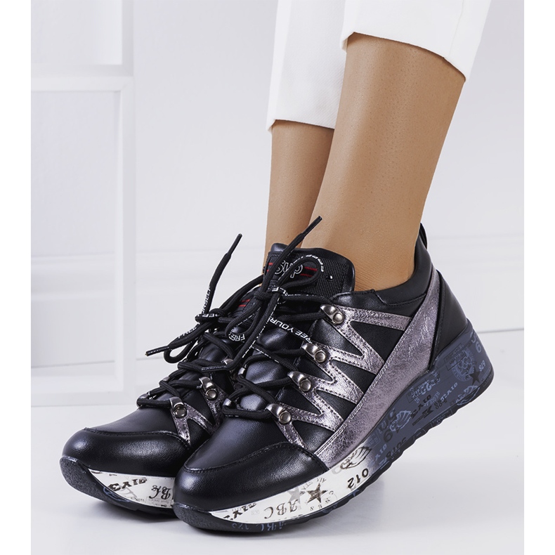 BM Black and metallic Ballard sneakers silver 1 BM Black and metallic Ballard sneakers silver 1