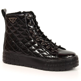 Black leather quilted women's insulated boots Filippo PAW369 1