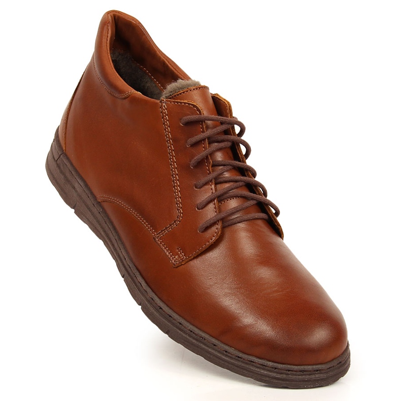 Comfortable men's leather shoes, brown Łukbut 1816 1