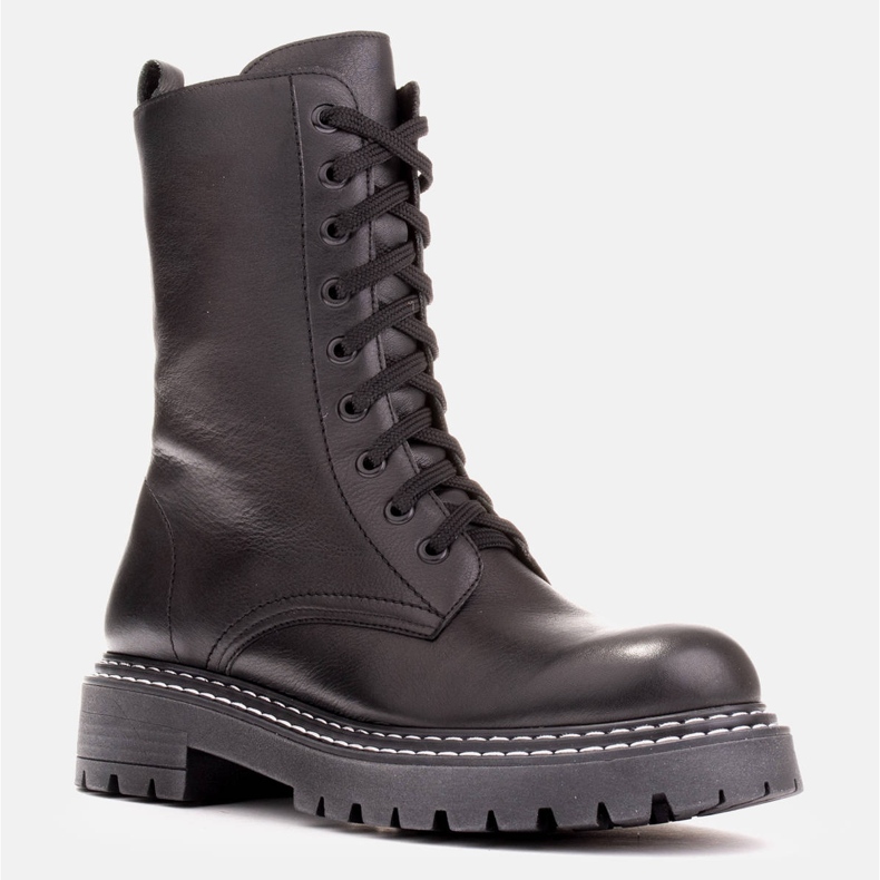 Marco Shoes Lace-up boots with hemmed underside black 1