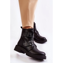 Leather Women's Boots With Zipper Black Gritta 1