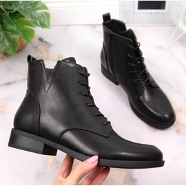 S.Barski Black lace-up boots with a zipper by S. Barski 1