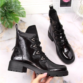 S.Barski Black patent leather boots with sequins by S. Bararski 1