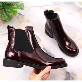 Women's shoes varnished warm burgundy Potocki WOL93B claret 1