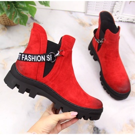 Women's suede ankle boots on a red Potocki platform 1