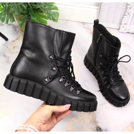 Black Women's warm platform boots Potocki WOL108A 1