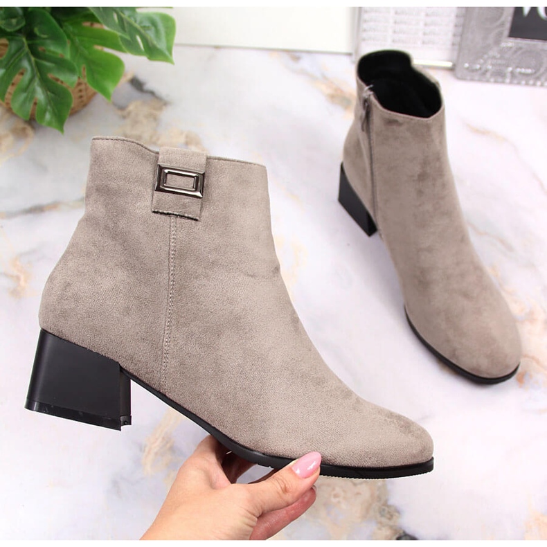 M. DASZYŃSKI Gray warm suede boots for women Daszyński SAN3A grey 1