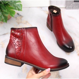 M. DASZYŃSKI Red Women's warm Jodhpur boots Daszyński SAN4B 1