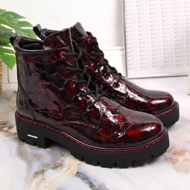 Patent leather ankle boots for women burgundy Artiker HBH35 claret 1