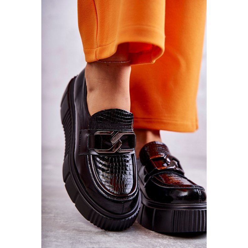 PL5 Fashionable leather shoes on the Black Marsol platform 2