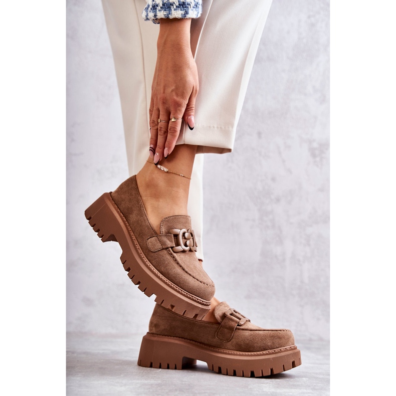 FB2 Women's Brogues Suede With Dark Beige Leeza Decoration 2