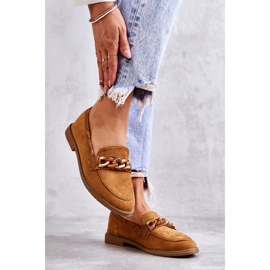 FB2 Women's Suede Loafers With A Chain Camel Nolie brown 2