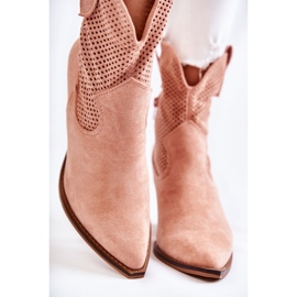 Women's Suede Openwork Boots Cowboy Pink Eleonore beige 2