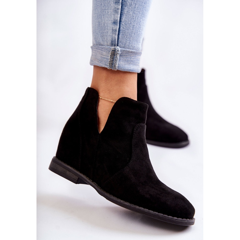 S.Barski Black Henriette Suede Boots With Cut-outs On A Flat Heel 2