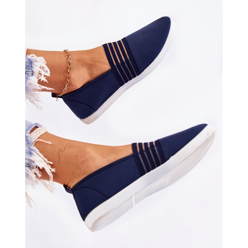 S.Barski Women's material sneakers Slip-On Navy Blue Lilis 1