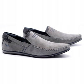 KOMODO Men's leather loafers 876 gray grey 2