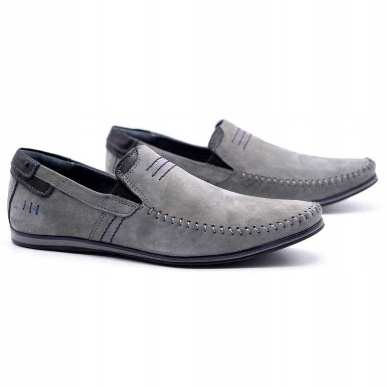 KOMODO Men's leather loafers 876 gray grey 2