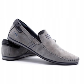 KOMODO Men's leather loafers 876 gray grey 3