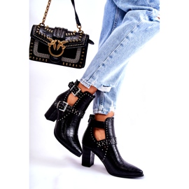 WJ2 Women's Boots On Heel With Rhinestones Black Kelin 2