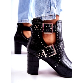 WJ2 Women's Boots On Heel With Rhinestones Black Kelin 4