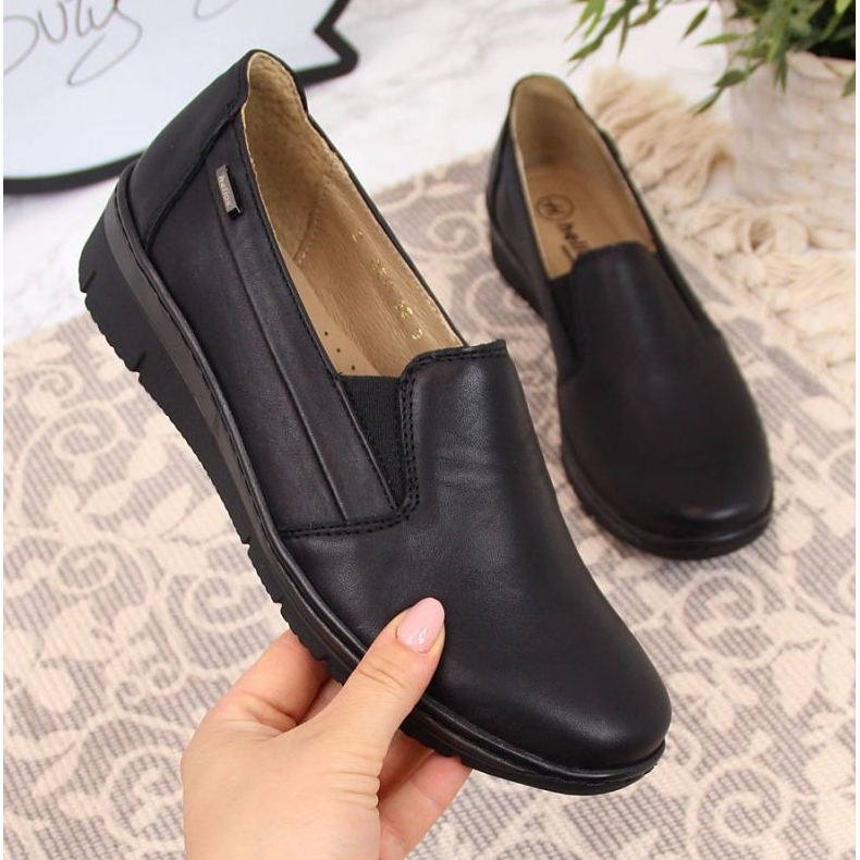 Helios Leather, slip-on shoes black 1