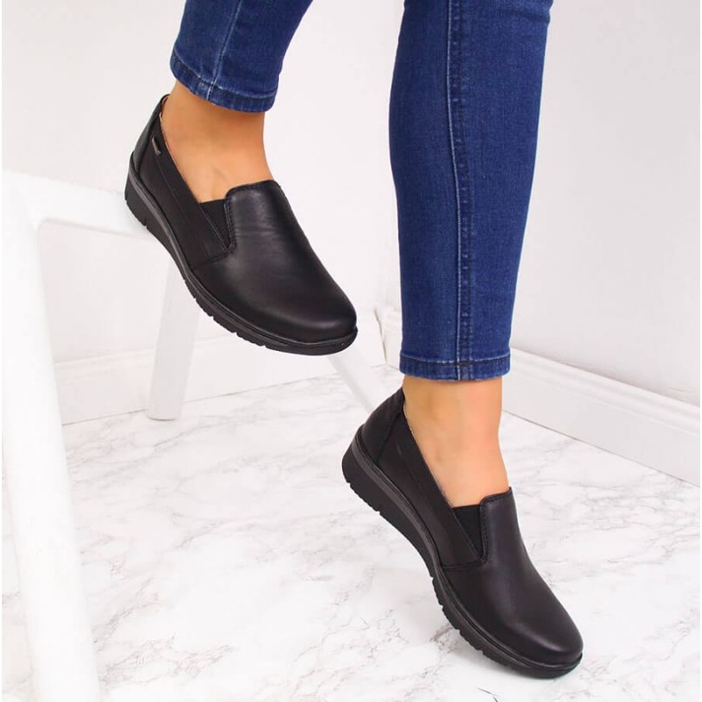 Helios Leather, slip-on shoes black 2