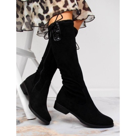 Jezzi Women's warm suede boots black 1