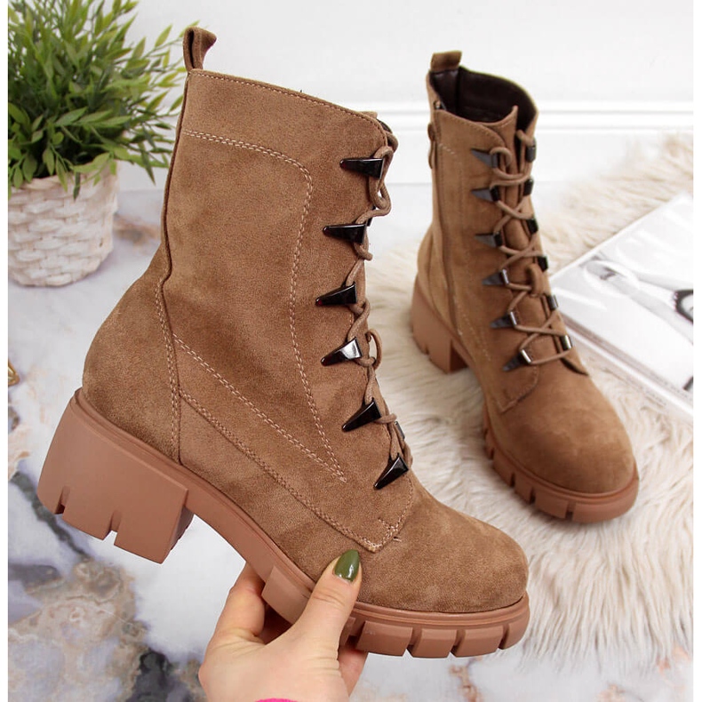 Women's boots insulated on a camel Jezzi block brown 2