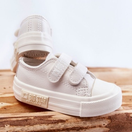 Children's Leather Sneakers With Velcro Big Star KK374055 White 2