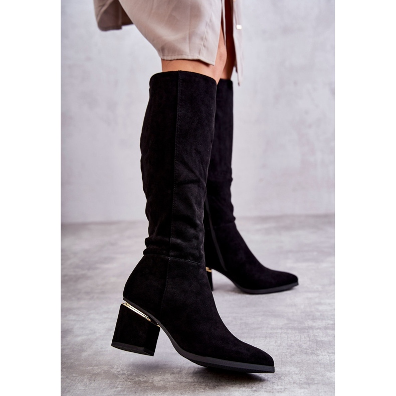 PS1 Classic Suede Boots With Zipper Black Leyette 1