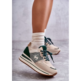 FB2 Fashionable Women's Sport Shoes On A Wedge Beige-Green Aronne 1