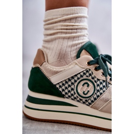 FB2 Fashionable Women's Sport Shoes On A Wedge Beige-Green Aronne 2