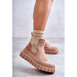 FB2 Fashionable Slip-On Boots On The Dark Beige Jenna Platform 1