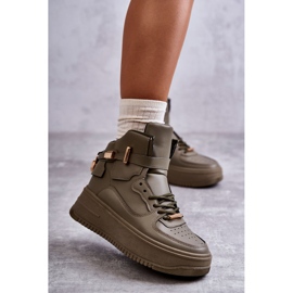 Women's High Warm Sport Shoes Lexa Green khaki 1