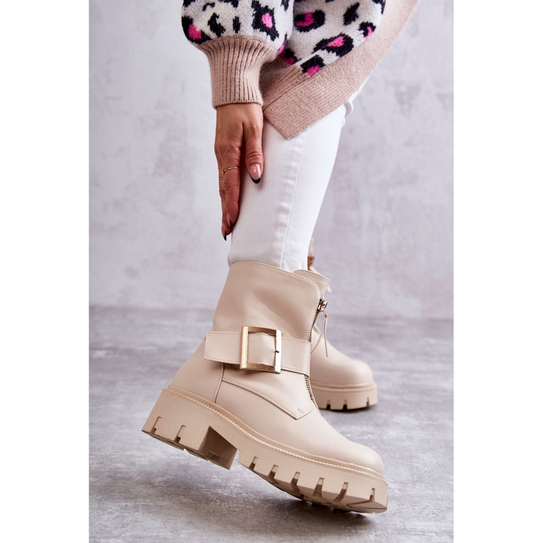 Women's Warm Boots With Zipper Beige Torey 1