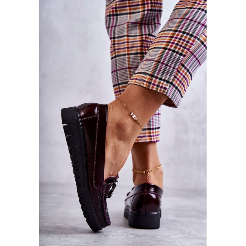 PL5 Women's Leather Loafers On The Venesia Burgundy Platform red multicolored 2
