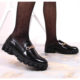 Sergio Leone Lacquered loafers with a chain black 1