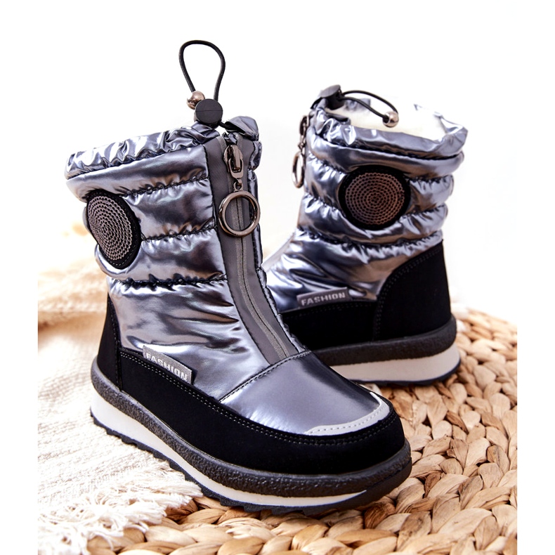 Evento Snow Boots Knee High Boots for Children Miss❤E 21DZ23-4324 Gray black silver 3 Evento Snow Boots Knee High Boots for Children Miss❤E 21DZ23-4324 Gray black silver 3