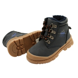 Boys' trappers with fur news 22Dz23-5256 navy blue 4