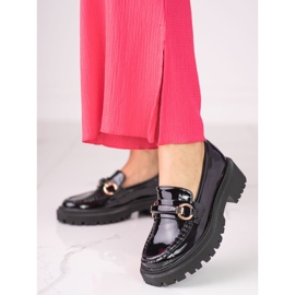Black lacquered women's Shelovet loafers 1