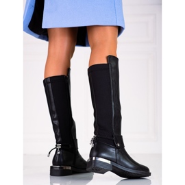 Classic women's boots on a stylish flat Shelovet heel black 1
